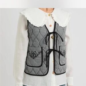 Damson Madder Arte Reversible Gilet in Black Gingham